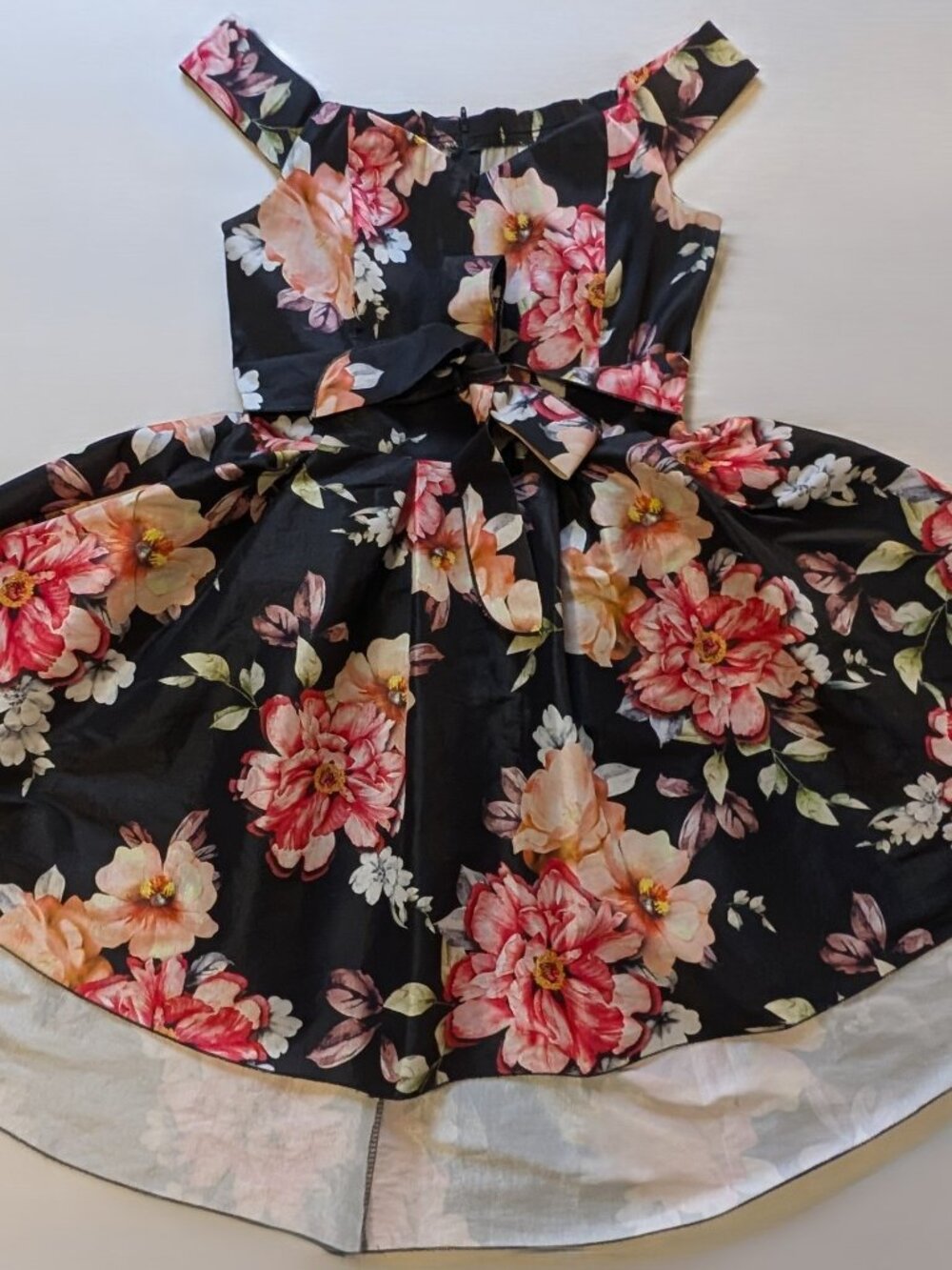 FE Forever Black and Pink Floral Bridesmaids Dress
